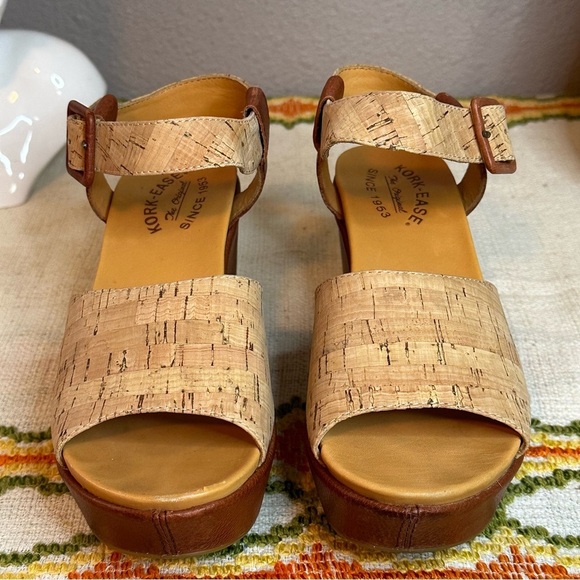 Kork-Ease Womens Keirn ankle strap cork/leather platform wedges sz 7​ - Picture 10 of 10